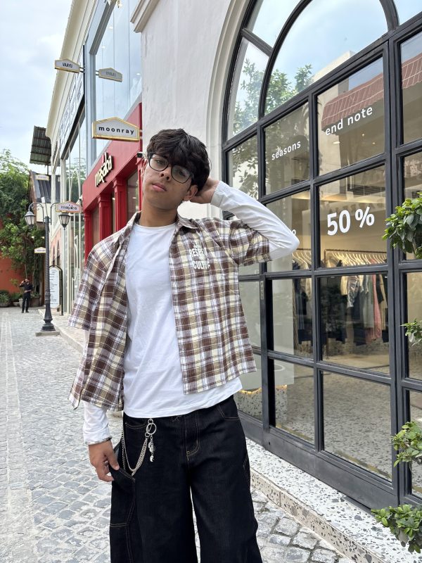 BROWN YELLOW BOXY SHIRT